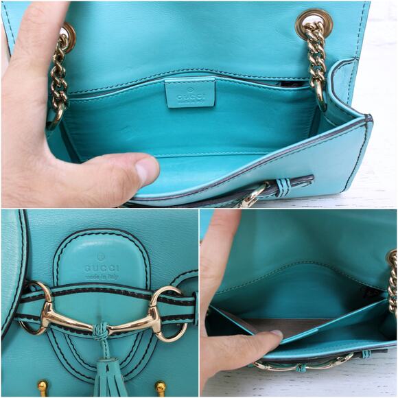 Gucci Emily Turquoise Calfskin Leather Crossbody and Shoulder Purse A4979 - Picture 6 of 10